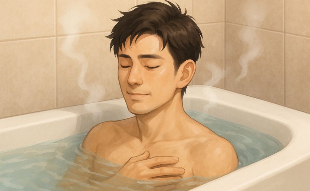 イラスト:湯船に浸かるだけで“落ちやすさ”が変わる