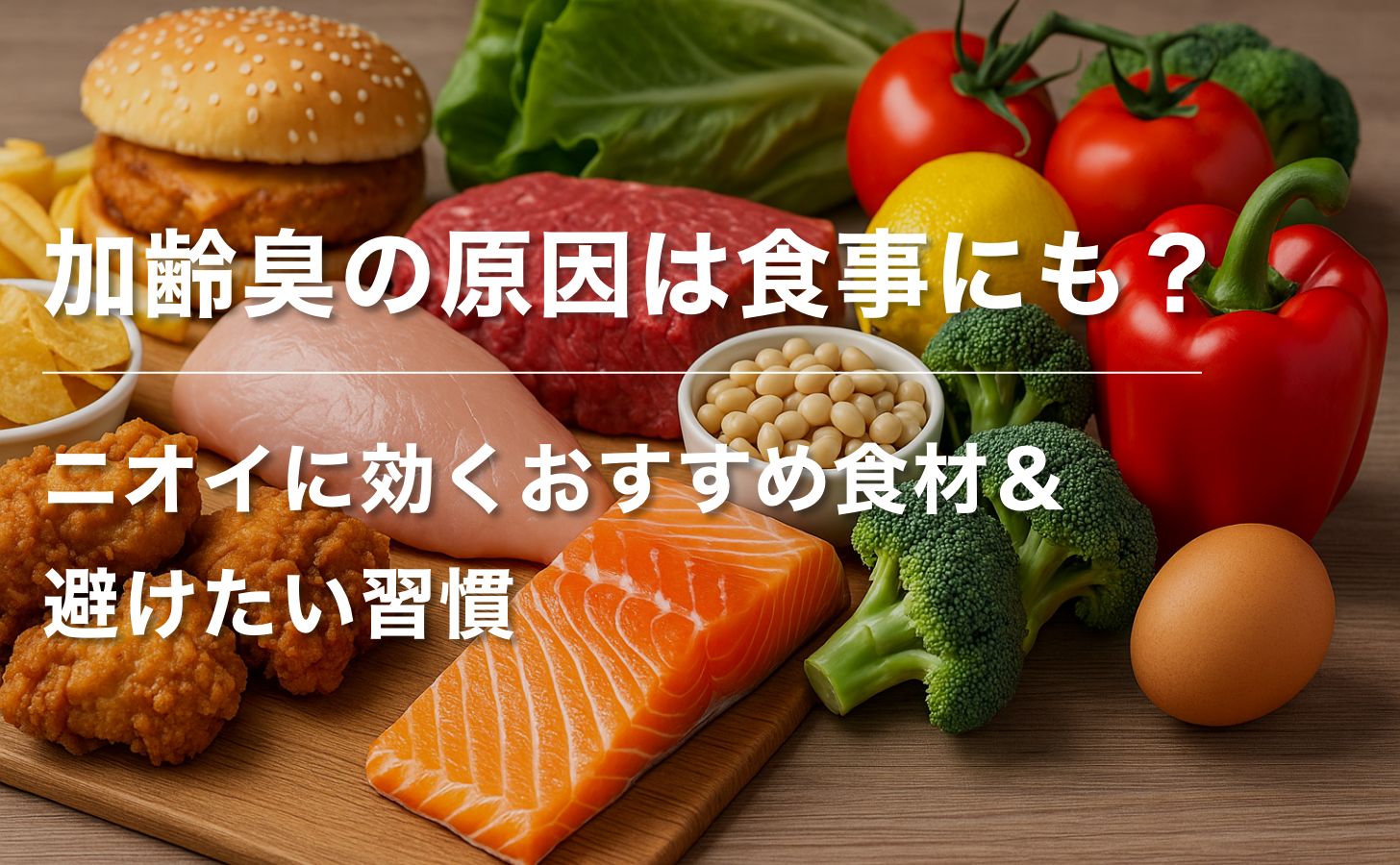 【加齢臭ケア#6】加齢臭の原因は食事にも?ニオイに効くおすすめ食材&避けたい習慣