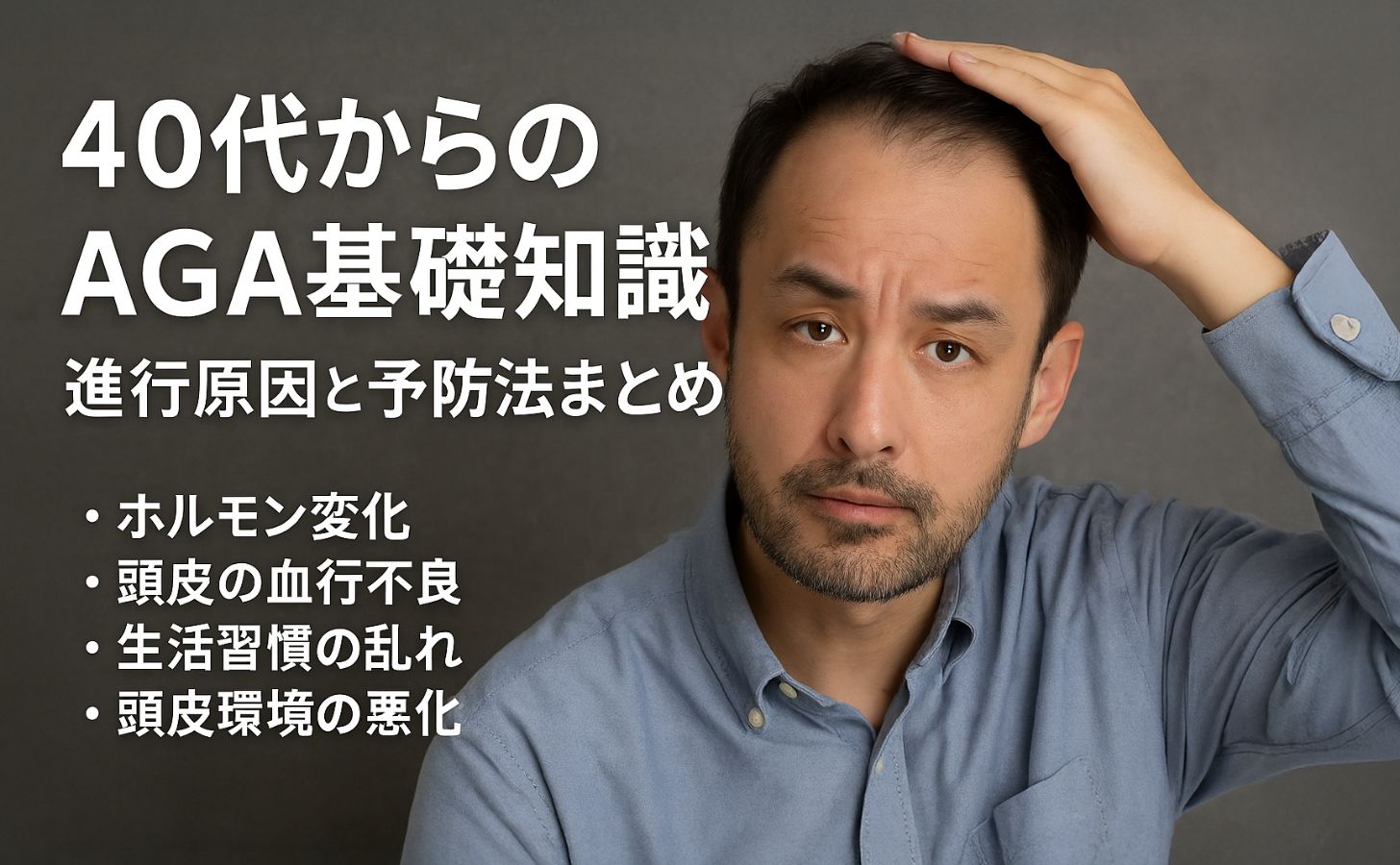 【40代からのAGA基礎知識】進行原因と予防法まとめ