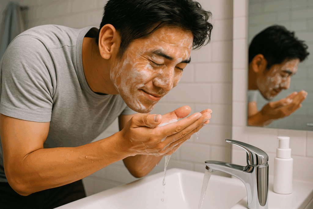 写真:40代の正しい洗顔法
