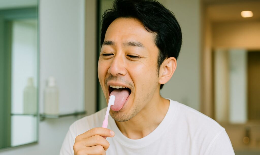 ステップ①：舌をやさしくブラッシング
