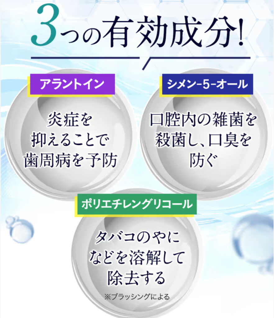 ブレスマイルウォッシュの3つの成分