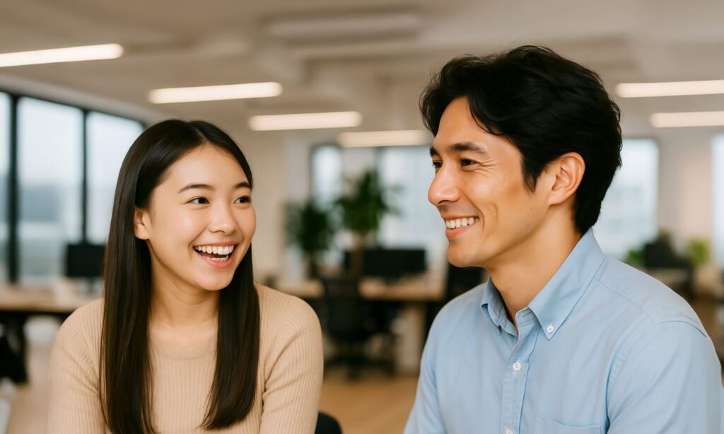 NULL デオドラントボディソープを使いだして、若い女性から「いい匂いしますね！」と言われている写真