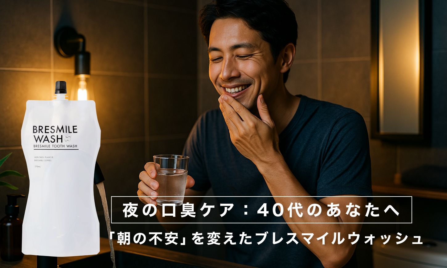 【夜の口臭ケア】40代のあなたへ。「朝の不安」を変えた1本のマウスウォッシュ｜ブレスマイルウォッシュ体験レビュー
