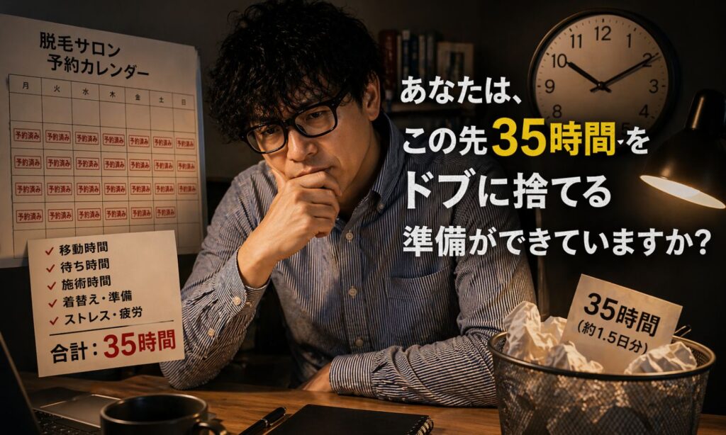 あなたは、ムダ毛脱毛せずに、この先35時間をドブに捨てる準備ができていますか？